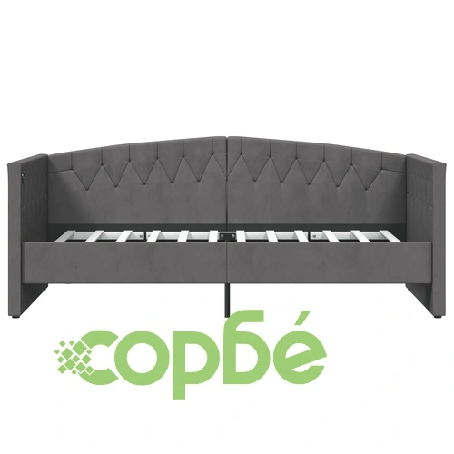 Дневно легло с матрак, USB, тъмносиво, кадифе, 90х200 см ➤ топ цена ➤ sorbe.bg
