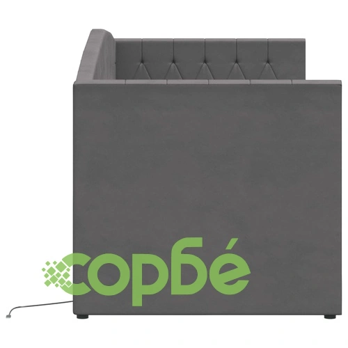 Дневно легло с матрак, USB, тъмносиво, кадифе, 90х200 см ➤ топ цена ➤ sorbe.bg