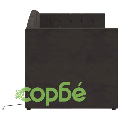 Дневно легло с матрак, USB, черно кадифе, 90х200 см ➤ топ цена ➤ sorbe.bg