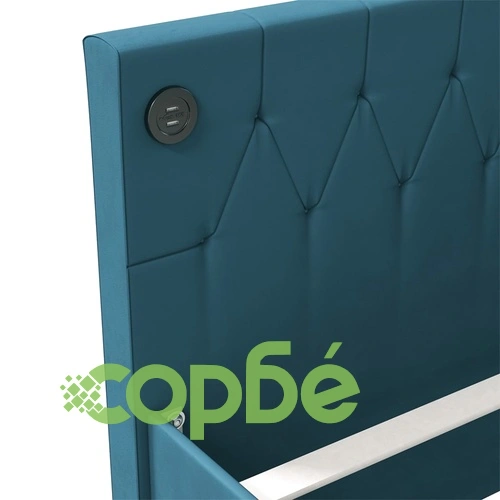 Дневно легло с матрак, USB, синьо кадифе, 90х200 см ➤ топ цена ➤ sorbe.bg