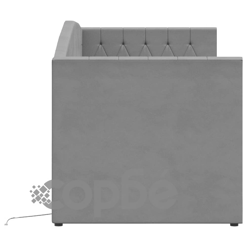 Дневно легло с матрак, USB, светлосиво, кадифе, 90х200 см ➤ топ цена ➤ sorbe.bg
