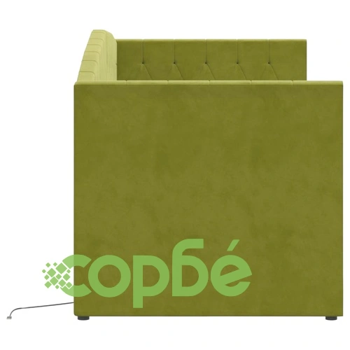 Дневно легло с матрак, USB, светлозелено, кадифе, 90х200 см ➤ топ цена ➤ sorbe.bg