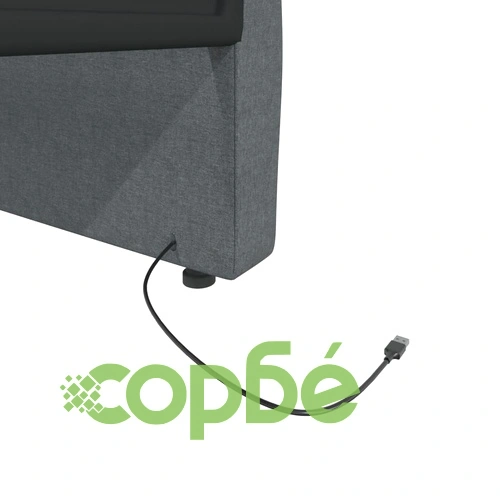 Дневно легло с матрак, USB, тъмносиво, текстил, 90х200 см ➤ топ цена ➤ sorbe.bg
