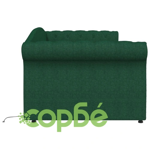 Дневно легло с матрак, USB, тъмнозелено, текстил, 90х200 см ➤ топ цена ➤ sorbe.bg