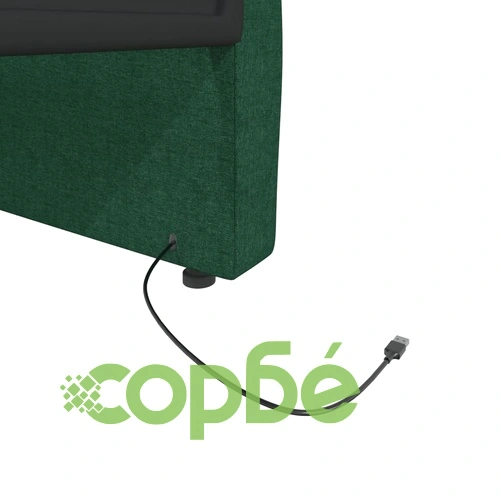 Дневно легло с матрак, USB, тъмнозелено, текстил, 90х200 см ➤ топ цена ➤ sorbe.bg