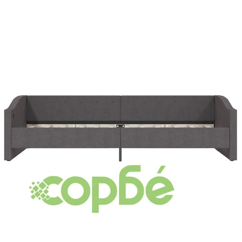 Дневно легло с матрак, USB, тъмносиво, текстил, 90x200 см ➤ топ цена ➤ sorbe.bg
