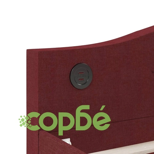 Дневно легло с матрак, USB, виненочервено, текстил, 90x200 см ➤ топ цена ➤ sorbe.bg