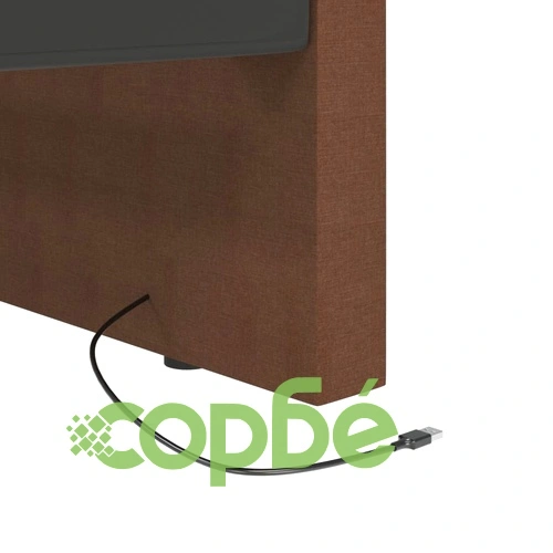Дневно легло с матрак, USB, тъмнокафяво, текстил, 90х200 см ➤ топ цена ➤ sorbe.bg