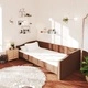 Дневно легло с матрак, USB, кафяво, текстил, 90x200 см