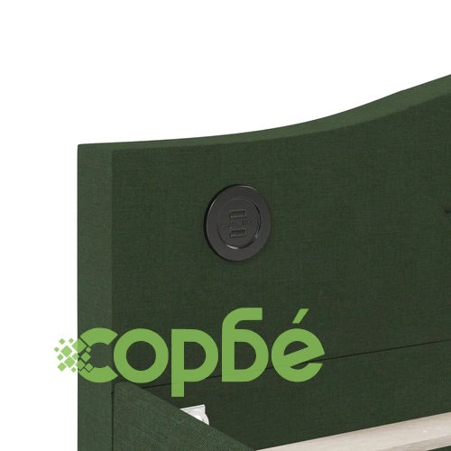 Дневно легло с матрак, USB, тъмнозелено, текстил, 90х200 см ➤ топ цена ➤ sorbe.bg