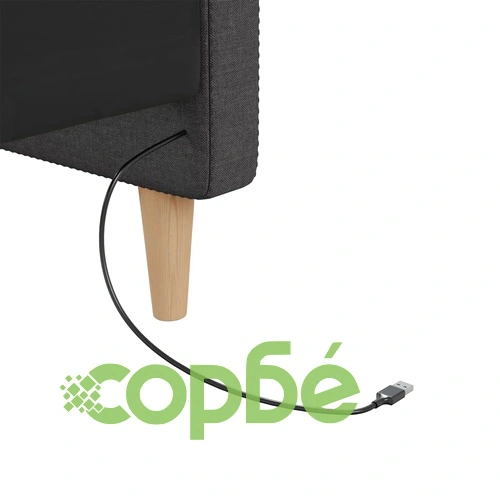 Дневно легло с матрак, USB, тъмносиво, текстил, 90x200 см ➤ топ цена ➤ sorbe.bg
