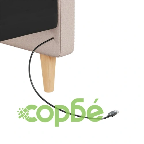 Дневно легло с матрак, USB, кремаво, текстил, 90х200 см ➤ топ цена ➤ sorbe.bg