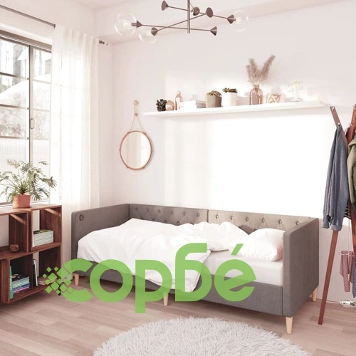 Дневно легло с матрак, USB, светлосиво, текстил, 90x200 см ➤ топ цена ➤ sorbe.bg