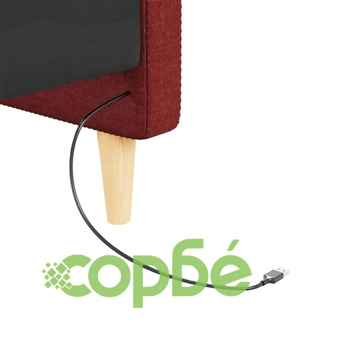 Дневно легло с матрак, USB, виненочервено, текстил, 90x200 см ➤ топ цена ➤ sorbe.bg