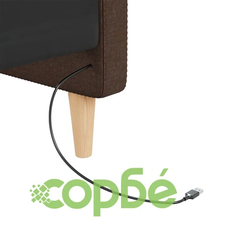 Дневно легло с матрак, USB, тъмнокафяво, текстил, 90х200 см ➤ топ цена ➤ sorbe.bg