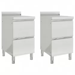 Търговски кухненски шкафове с 2 чекмеджета, 2 бр, инокс