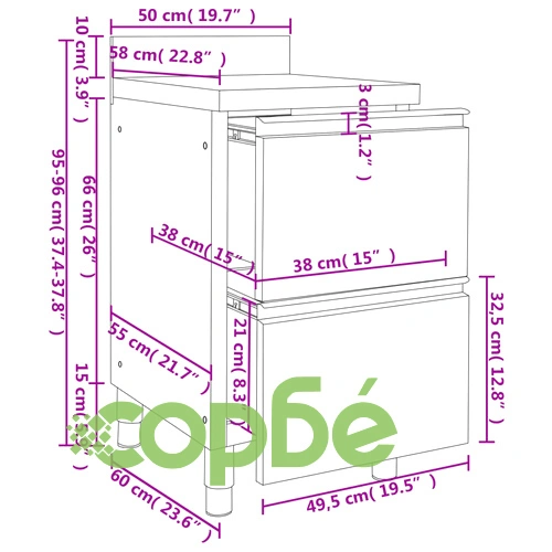 Кухненски шкафове за търговци, 2 бр., 50x60x96 см, неръждаема стомана ➤ топ цена ➤ sorbe.bg