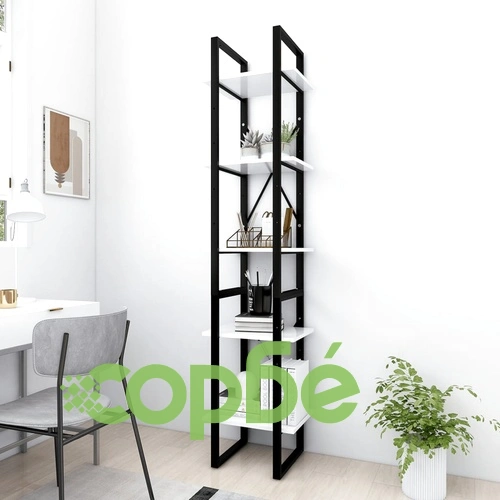 5-етажна библиотека, бяла, 40x30x175 см, инженерна дървесина ➤ топ цена ➤ sorbe.bg