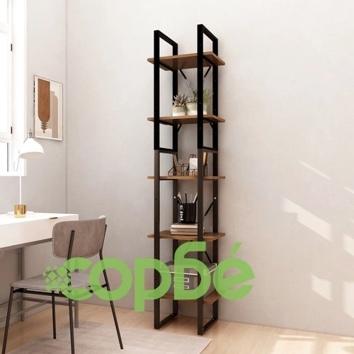 5-етажна библиотека, кафява, 40x30x175 см, борово дърво масив ➤ топ цена ➤ sorbe.bg