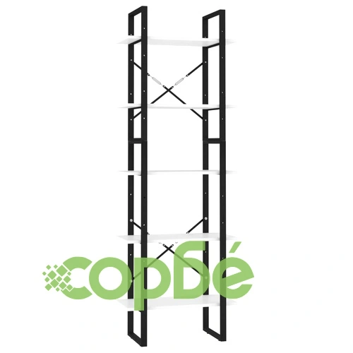 5-етажна библиотека, бяла, 60x30x175 см, инженерна дървесина ➤ топ цена ➤ sorbe.bg