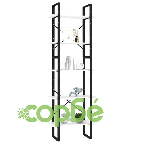 5-етажна библиотека, бяла, 60x30x175 см, инженерна дървесина ➤ топ цена ➤ sorbe.bg