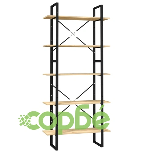 5-етажен шкаф библиотека, 80x30x175 см, борово дърво масив ➤ топ цена ➤ sorbe.bg