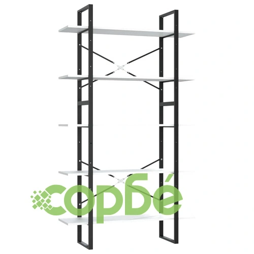 5-етажна библиотека, бяла, 100x30x175 см, инженерна дървесина ➤ топ цена ➤ sorbe.bg