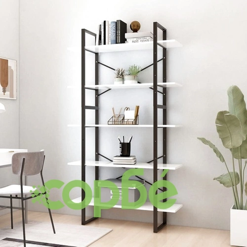 5-етажна библиотека, бяла, 100x30x175 см, инженерна дървесина ➤ топ цена ➤ sorbe.bg