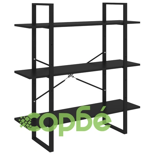 5-етажна библиотека, черна, 100x30x175 см, инженерна дървесина ➤ топ цена ➤ sorbe.bg