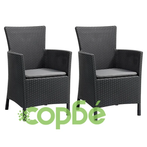 Allibert Градински трапезни столове 2 бр Iowa графит 215526 ➤ топ цена ➤ sorbe.bg