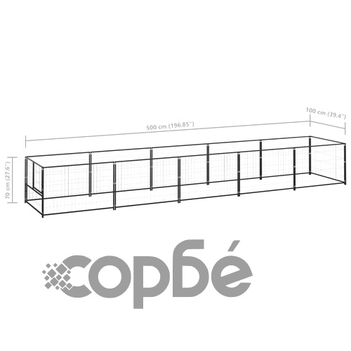 Клетка за кучета, черна, 5 м², стомана ➤ топ цена ➤ sorbe.bg