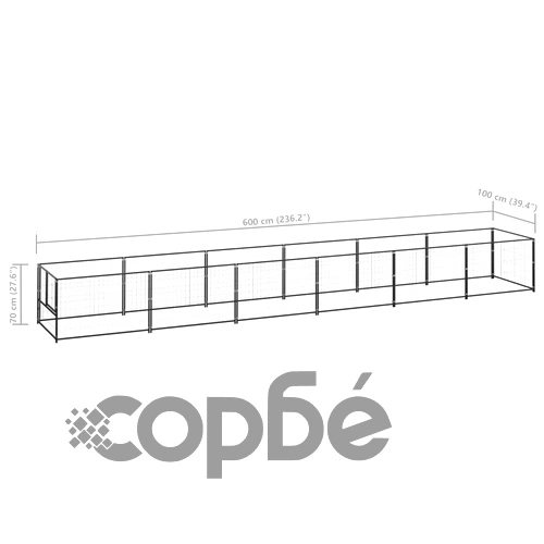 Клетка за кучета, черна, 6 м², стомана ➤ топ цена ➤ sorbe.bg