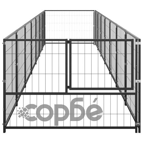 Клетка за кучета, черна, 7 м², стомана ➤ топ цена ➤ sorbe.bg
