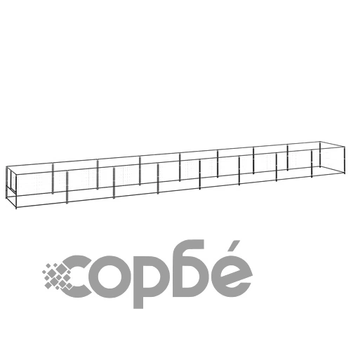 Клетка за кучета, черна, 8 м², стомана ➤ топ цена ➤ sorbe.bg
