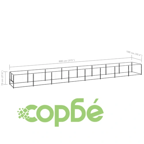 Клетка за кучета, черна, 8 м², стомана ➤ топ цена ➤ sorbe.bg