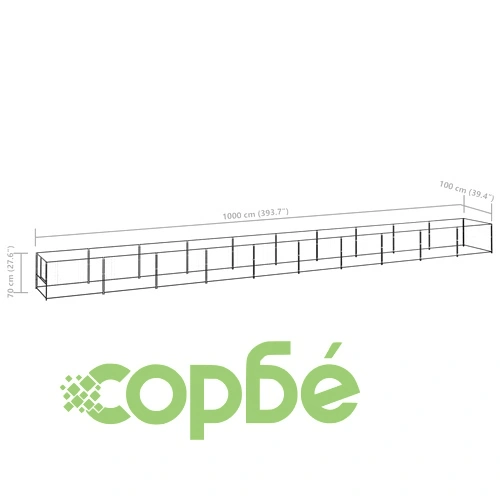 Клетка за кучета, черна, 10 м², стомана ➤ топ цена ➤ sorbe.bg