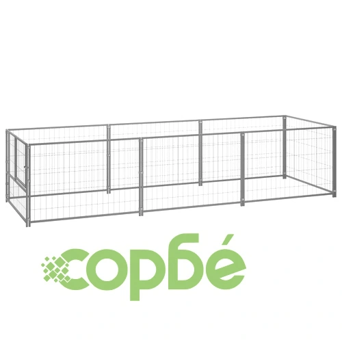 Клетка за кучета, сива, 3 м², стомана ➤ топ цена ➤ sorbe.bg
