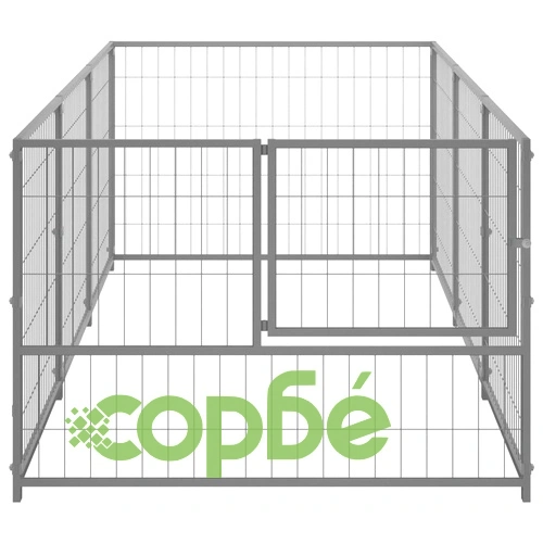 Клетка за кучета, сива, 3 м², стомана ➤ топ цена ➤ sorbe.bg