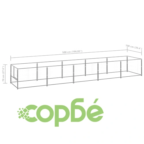 Клетка за кучета, сива, 5 м², стомана ➤ топ цена ➤ sorbe.bg
