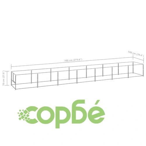 Клетка за кучета, сива, 7 м², стомана ➤ топ цена ➤ sorbe.bg