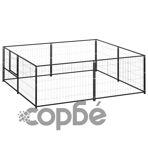 Клетка за кучета, черна, 4 м², стомана ➤ топ цена ➤ sorbe.bg