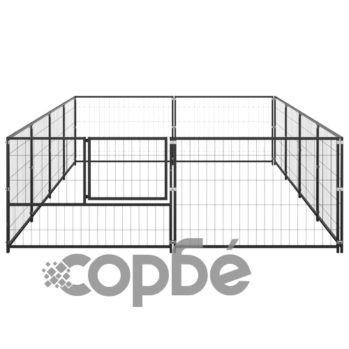 Клетка за кучета, черна, 8 м², стомана ➤ топ цена ➤ sorbe.bg