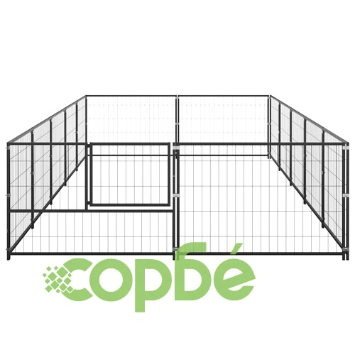 Клетка за кучета, черна, 10 м², стомана ➤ топ цена ➤ sorbe.bg