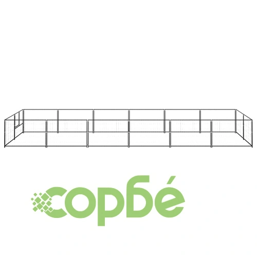 Клетка за кучета, черна, 12 м², стомана ➤ топ цена ➤ sorbe.bg