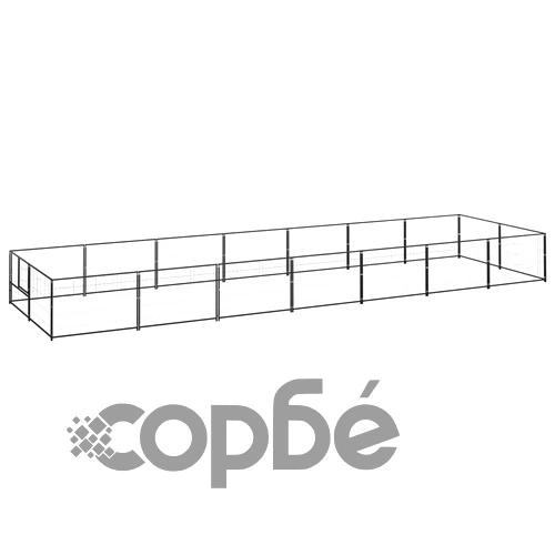 Клетка за кучета, черна, 14 м², стомана ➤ топ цена ➤ sorbe.bg