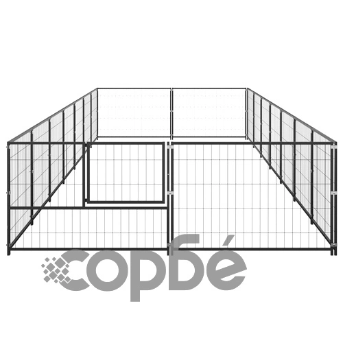 Клетка за кучета, черна, 14 м², стомана ➤ топ цена ➤ sorbe.bg