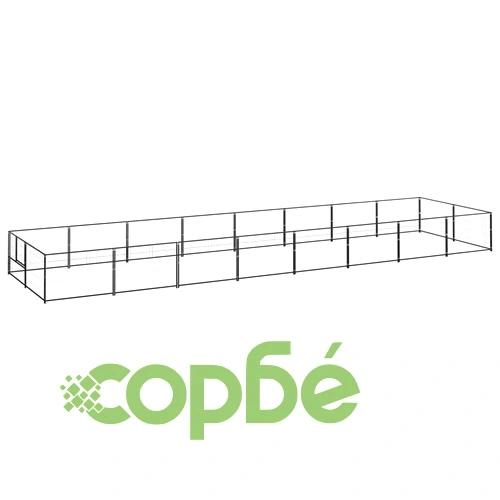 Клетка за кучета, черна, 16 м², стомана ➤ топ цена ➤ sorbe.bg