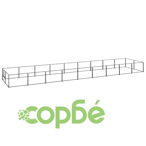 Клетка за кучета, черна, 18 м², стомана ➤ топ цена ➤ sorbe.bg