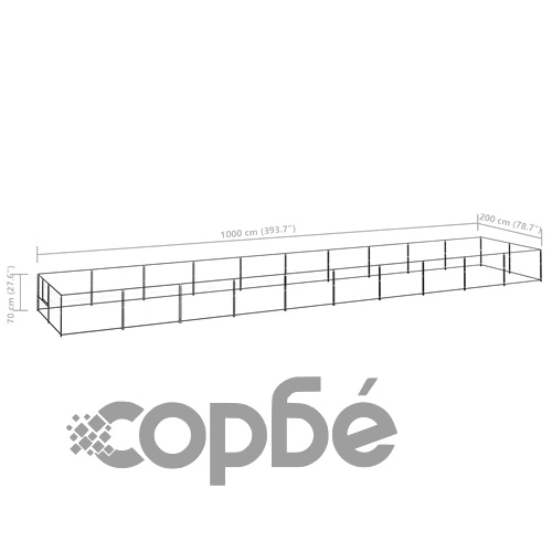 Клетка за кучета, черна, 20 м², стомана ➤ топ цена ➤ sorbe.bg