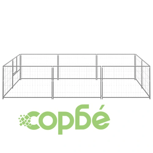 Клетка за кучета, сива, 6 м², стомана ➤ топ цена ➤ sorbe.bg